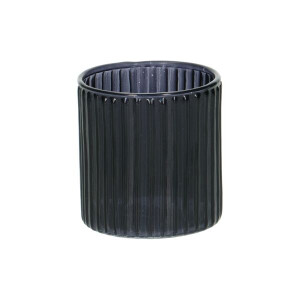 Waxinelichthouder, geribbeld glas, blauw, 6,5 XØ 6 cm