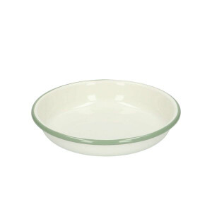 Bord diep, emaille, groengrijs/wit, Ø 15 cm