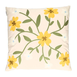 Kussen met bloemen, bio-katoen, offwhite, 50 x 50 cm