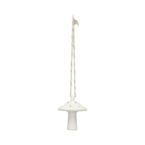 Hanger, porselein, paddenstoel, wit en goud