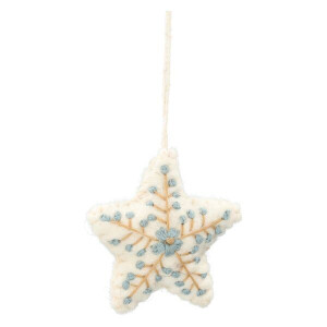Hanger, vilt, witte ster met bloem, geborduurd