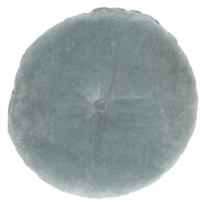 Velours kussen, bio-katoen, blauw, rond, Ø 40 cm