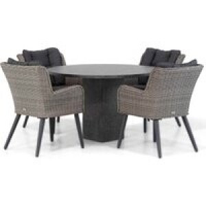 Garden Collections Boston/Graniet 120 cm rond dining tuinset 5-delig