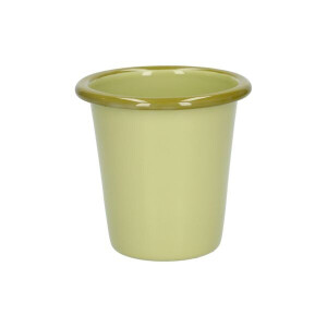 Beker, emaille, lichtgroen met een olijfgroene rand,Ø8 CM