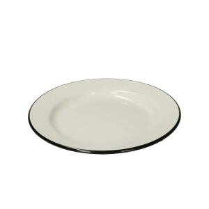 Bord, emaille, zwart/wit, Ø 22 cm