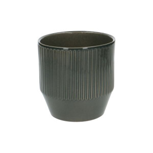 Bloempot, aardewerk, grijsgroen geribbeld, Ø 13 cm