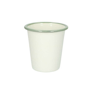Beker, emaille, groengrijs/wit, Ø 9 cm