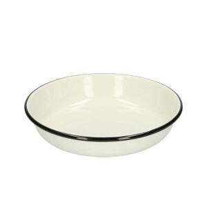 Bord diep, emaille, zwart/wit, Ø 19 cm