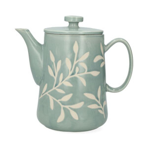 Theepot, steengoed, blauw, takjes, 1 liter