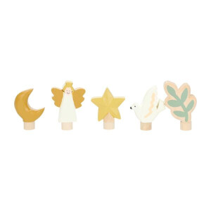 Stekers voor jaarring hout, kerstfiguurtjes, set van 5