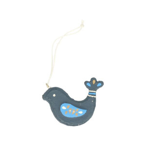 Kersthanger blauwe duif, katoen maché, 6 cm