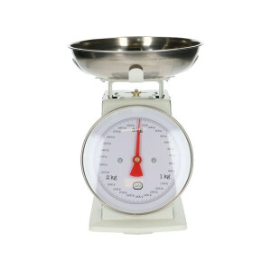 Retro keukenweegschaal, metaal, wit, 3 kg