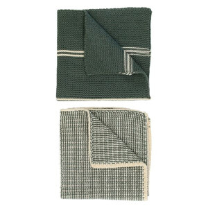 Vaatdoekjes, gebreid katoen, donkergroen, 2 stuks, 25 x 25 cm