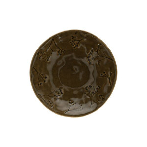 Gebaksbordje, steengoed, donkergroen,Ø17 X 2 cm