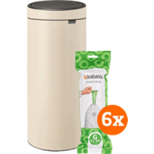 Brabantia Touch Bin 30 Liter Soft Beige + Vuilniszakken (120)