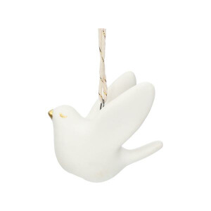Kersthanger duifje, wit porselein