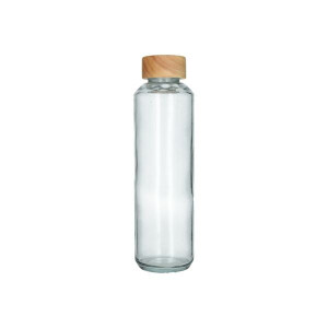 Waterfles met bamboedop, recycled glas, 670 ml