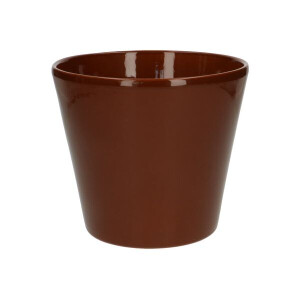 Bloempot, aardewerk, cognacbruin, Ø 17,5 cm