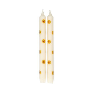 Dinerkaars, gele bloemen, 25 cm, set van 2