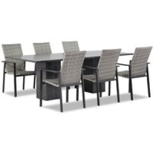 Lifestyle Upton/Graniet 220 cm dining tuinset 7-delig stapelbaar