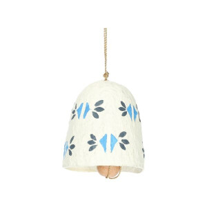 Kersthanger bel, katoen maché, wit, 7 cm