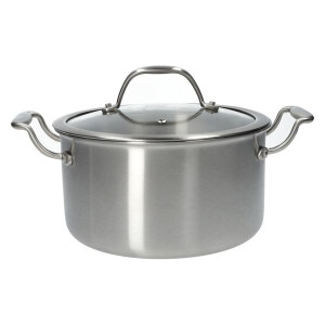Kookpan met glazen deksel, 3-laags, rvs, PFAS-vrij, Ø20 cm