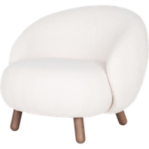 Mona fauteuil teddystof wit - met walnoot kleur poten