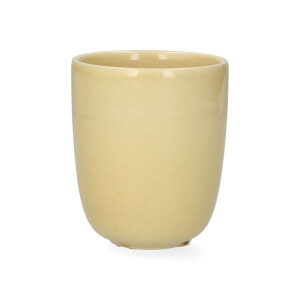 Beker, reactieve glazuur, steengoed, korengeel, Ø8 x 9,5 cm