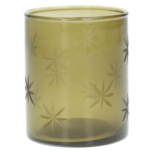 Waxinelichthouder, groen glas, ster, 7,5 cm