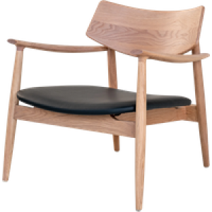 Oliver houten fauteuil naturel - met zwarte kunstleren zitting