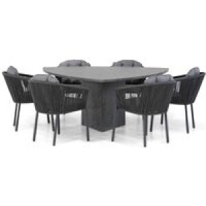 Santika Novita/Graniet 170 cm triangel dining tuinset 7-delig