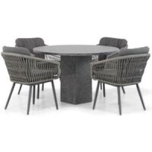 Lifestyle Western/Graniet 120 cm rond dining tuinset 5-delig