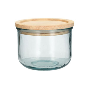 Voorraadpot met bamboe deksel, recycled glas, 600 ml