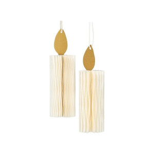 Hanger kaars, papier, uitvouwbaar, wit, set van 2