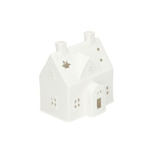 Waxinelichthouder, huisje koekeman, porselein