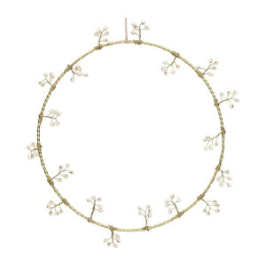 Krans witte besjes, messing, 23 cm