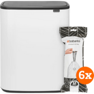 Brabantia Bo Touch Bin 60 Liter White + Vuilniszakken (120 stuks)