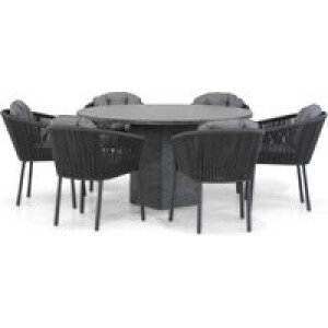 Santika Novita/Graniet 140 cm rond dining tuinset 7-delig