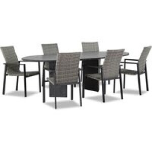 Lifestyle Upton/Graniet ovaal 240 cm dining tuinset 7-delig stapelbaar