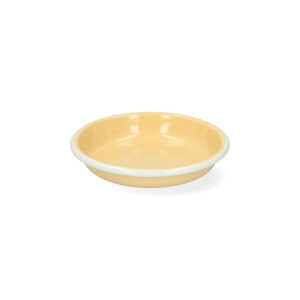 Bord diep, emaille, lichtgeel/wit, Ø14 cm