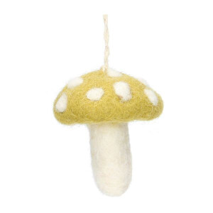 Hanger paddenstoel, vilt, groen met witte stippen