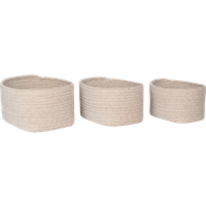 Carlijn katoenen manden beige - set van 3