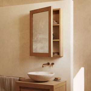 Kave Home Spiegelkast 'Kenta' Teakhout, 50 x 70 cm, kleur Naturel
