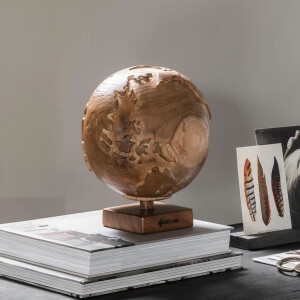 MUST Living Decoratie 'Wereldbol' Teakhout, kleur Naturel