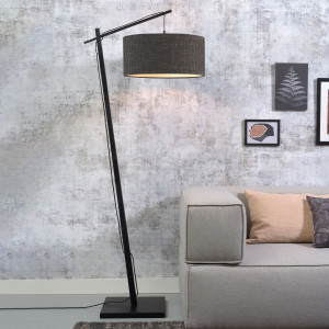 GOOD&MOJO Vloerlamp 'Andes' Bamboe en Eco linnen, 176cm, kleur Donkergrijs