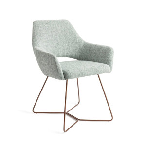 Jesper Home Eetkamerstoel 'Yanai' Beehive Rose Gold, kleur Soft Sage