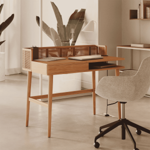 Kave Home Bureau 'Araxi' Hout en rotan, 105 x 62cm