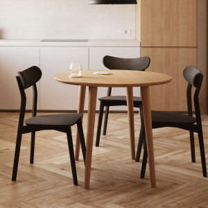 Kave Home Uitschuifbare Ronde Bistrotafel/Eettafel 'Oqui' Eikenhout, 90-170 x 90cm