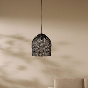 Kave Home Lampenkap 'Domitila' Rotan, Ø44cm, kleur Zwart