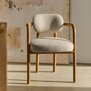 Kave Home Eetkamerstoel 'Melqui' Eikenhout, kleur Beige